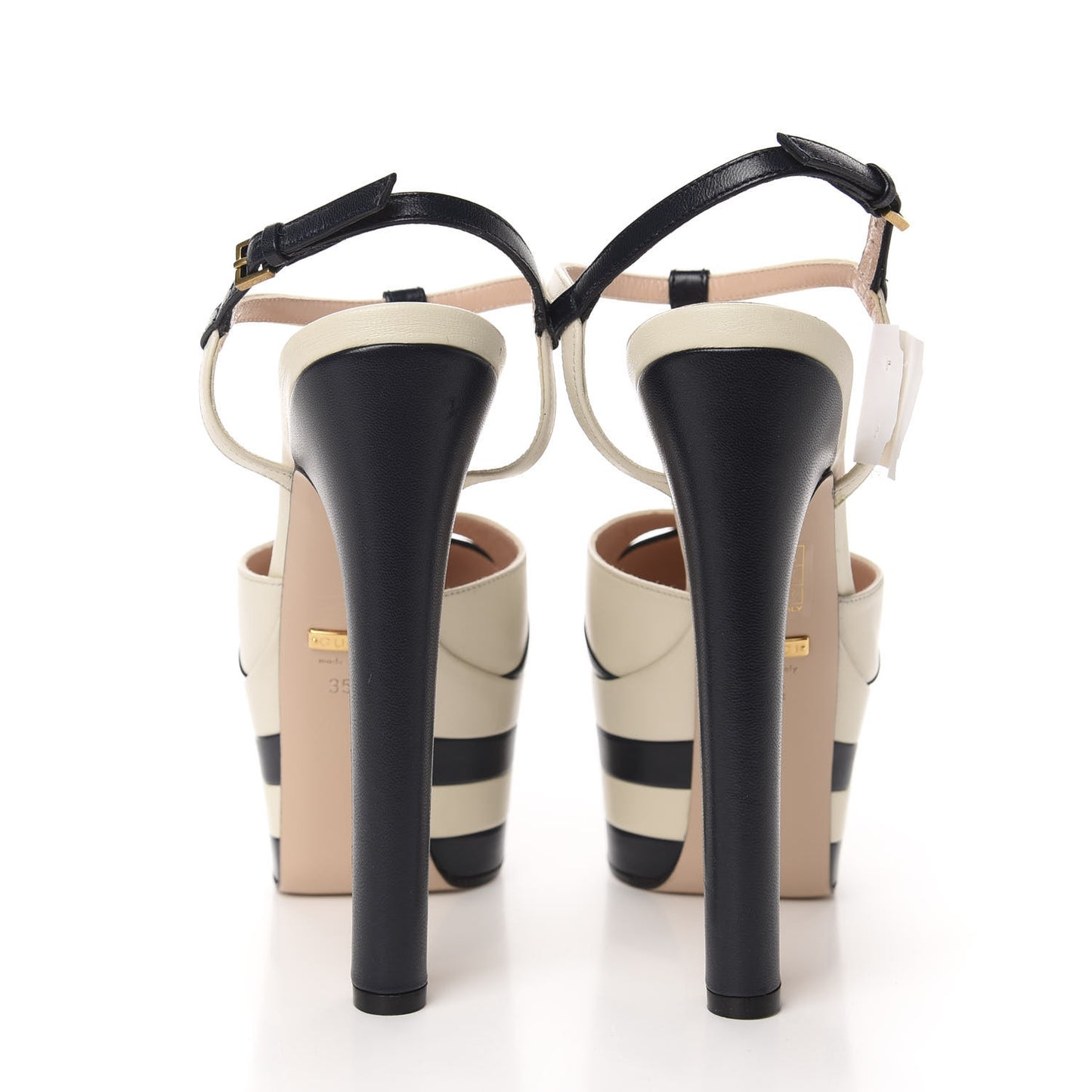 Calfskin Angel T-Strap Platform High Heel Pumps 35.5 Black