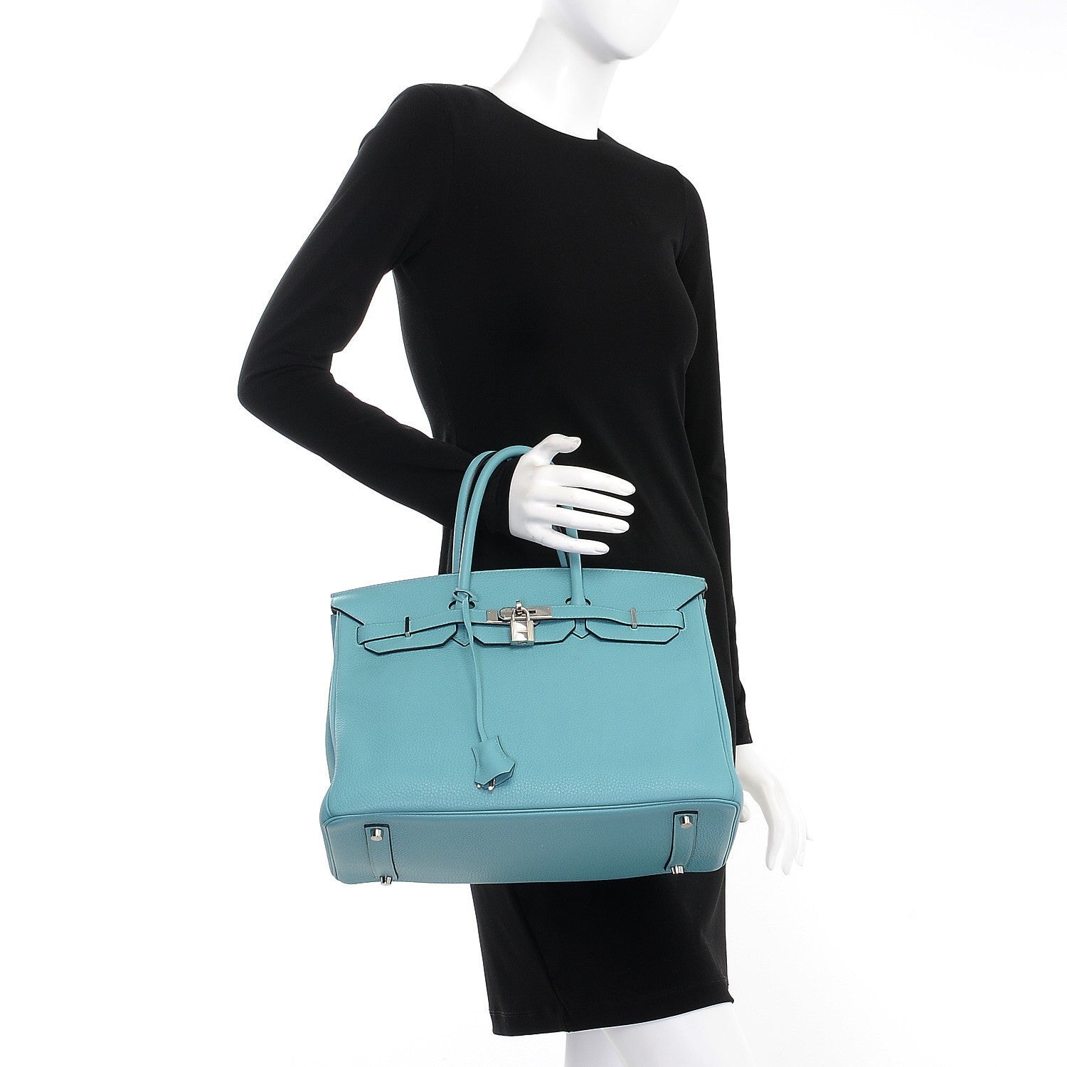 Hermes Taurillon Clemence Birkin 35 Bleu Atoll 2 of 36