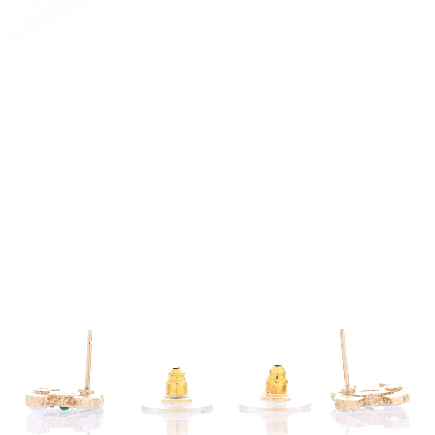 Chanel Pearl Crystal CC Earrings Gold Multicolor 3 of 5