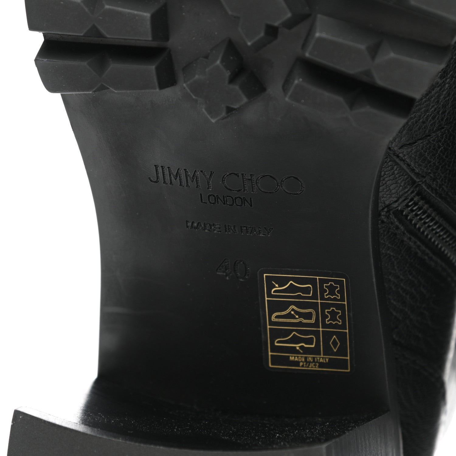 Jimmy Choo Grained Calfskin Crystal Embellished Cruz Combat Boots 40 Black White 6 of 8