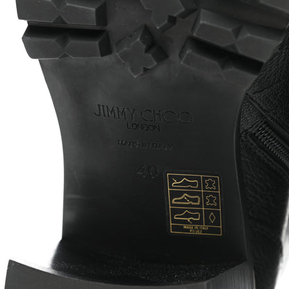 Jimmy Choo Grained Calfskin Crystal Embellished Cruz Combat Boots 40 Black White 6 of 8