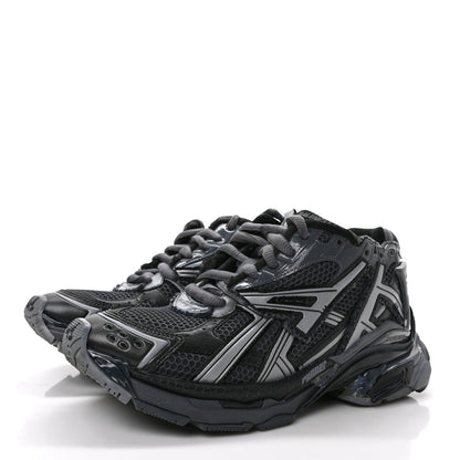 Balenciaga Mesh Rubber Distressed Mens Runner Sneakers 41 Black Grey 3 of 9