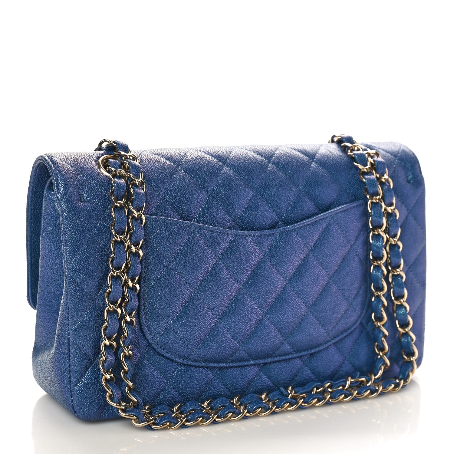 Chanel Iridescent Caviar Quilted Medium Double Flap Dark Blue 2 of 9