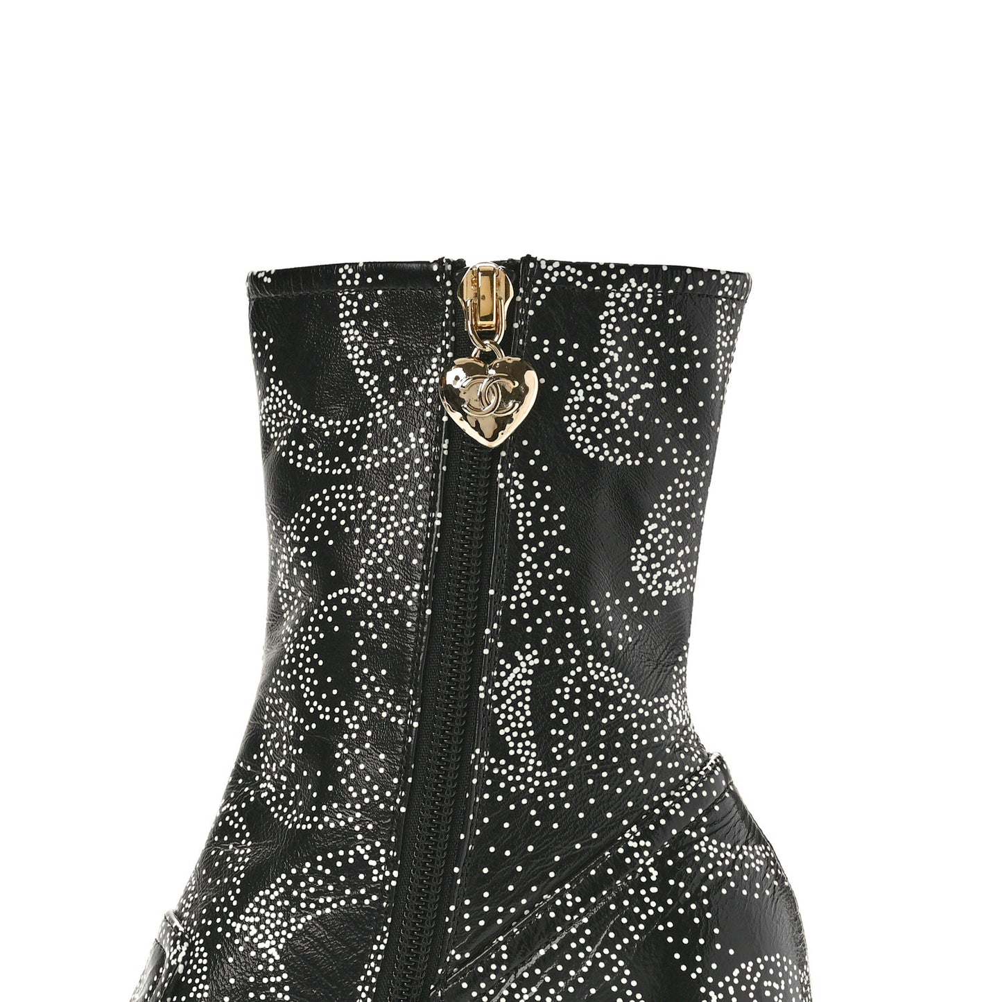Calfskin Camellia Printed Ankle Boots 38.5 Black White