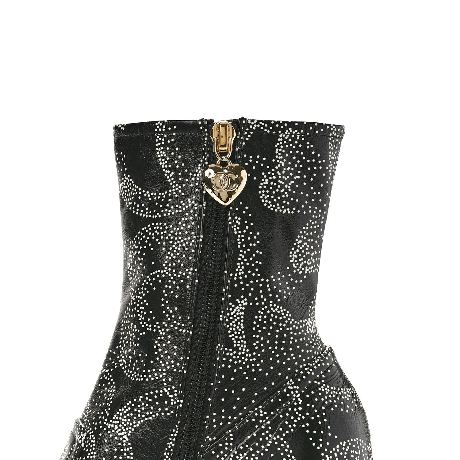 Chanel Calfskin Camellia Printed Ankle Boots 38.5 Black White 6 of 11