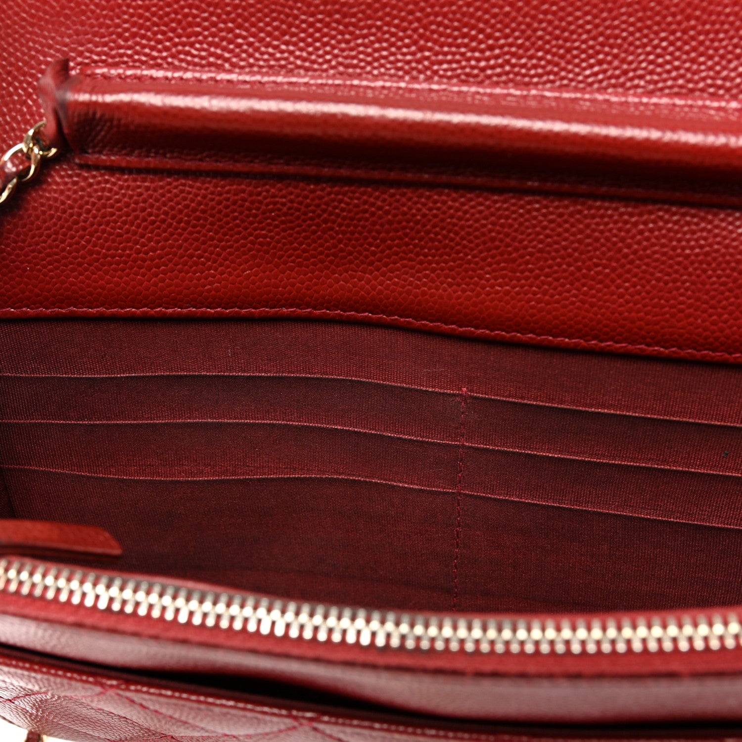 Chanel Caviar Quilted Golden Class Wallet On Chain WOC Red 10 of 17