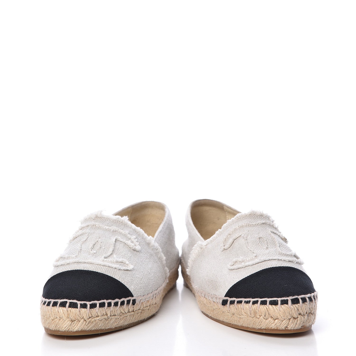 Chanel Linen CC Espadrilles 37 Beige Black 15 of 17