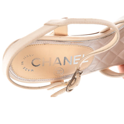 Chanel Lambskin Crystal CC Sandals 35 Ivory 8 of 11
