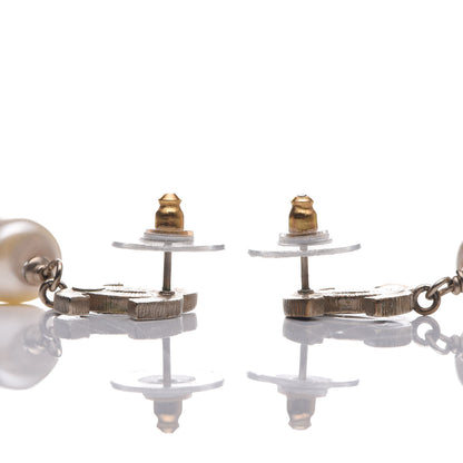Chanel Pearl Enamel CC Drop Earrings Gold 3 of 5