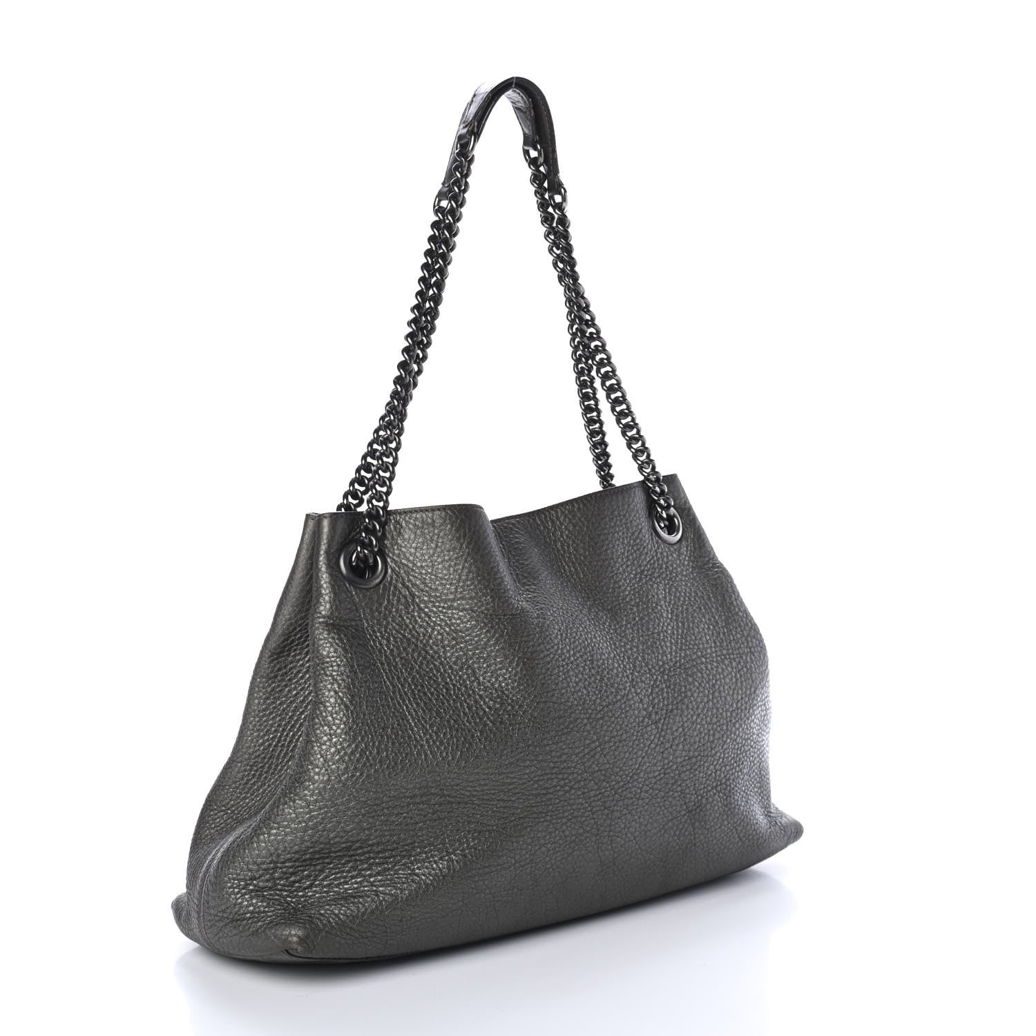 Gucci Metallic Pebbled Calfskin Medium Soho Chain Shoulder Bag Sasso 2 of 4