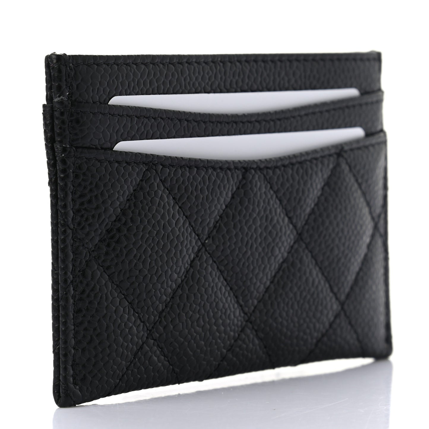 Caviar Quilted Card Holder Black