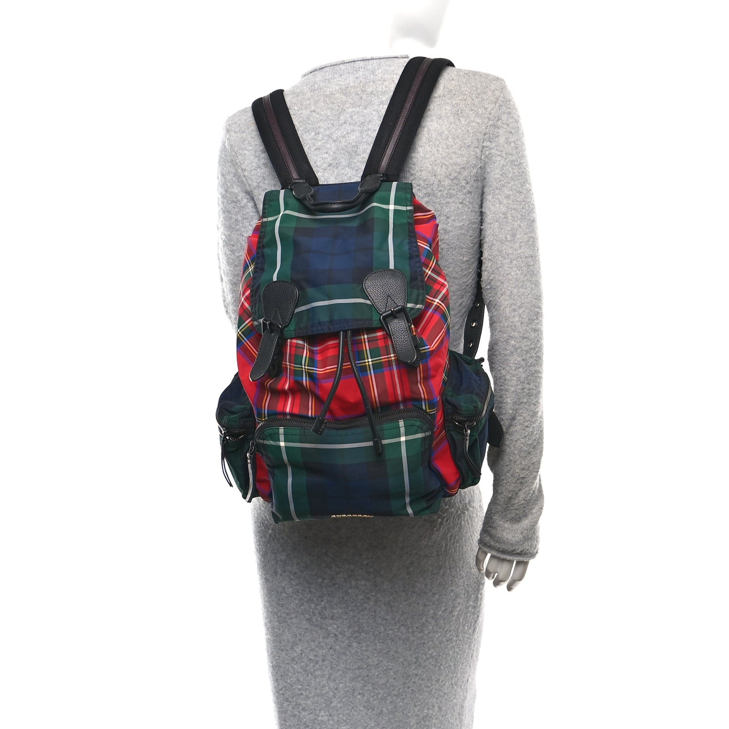 Nylon Tartan Large Rucksack Backpack