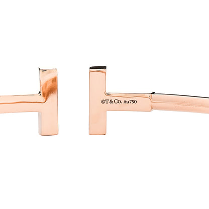 Tiffany 18K Rose Gold Diamond T Wire Bracelet 3 of 4