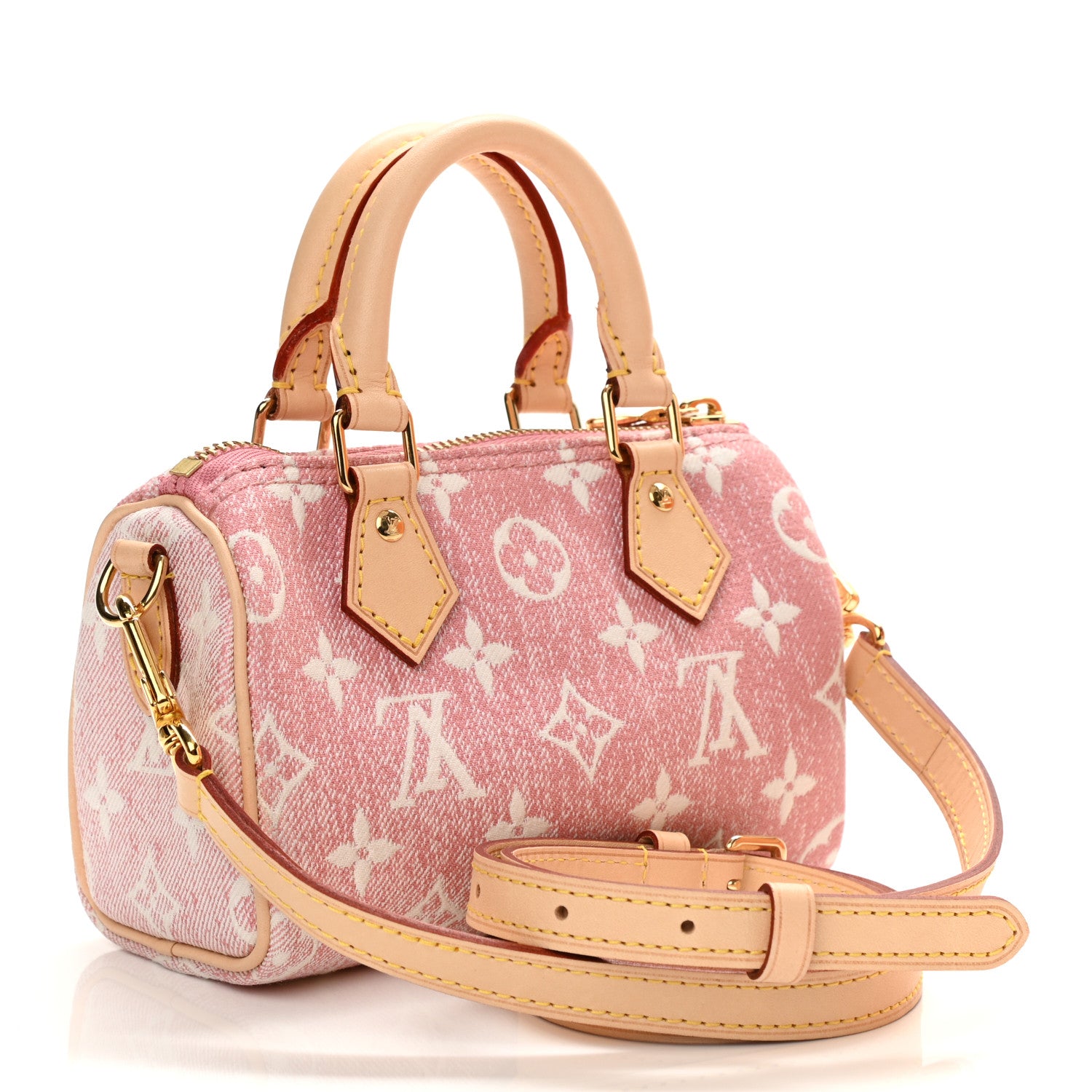 Louis Vuitton Monogram Jacquard Denim Nano Speedy Bandouliere Pink 3 of 10