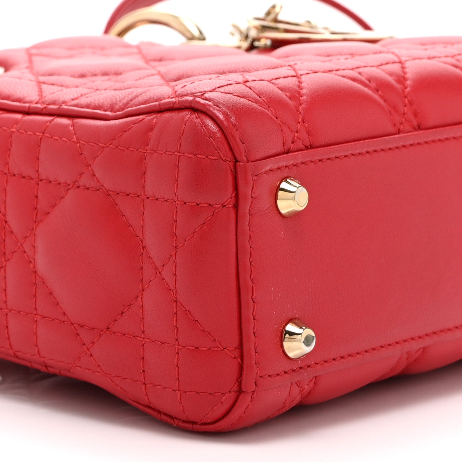 Christian Dior Lambskin Cannage Mini Lady Dior Red 9 of 10