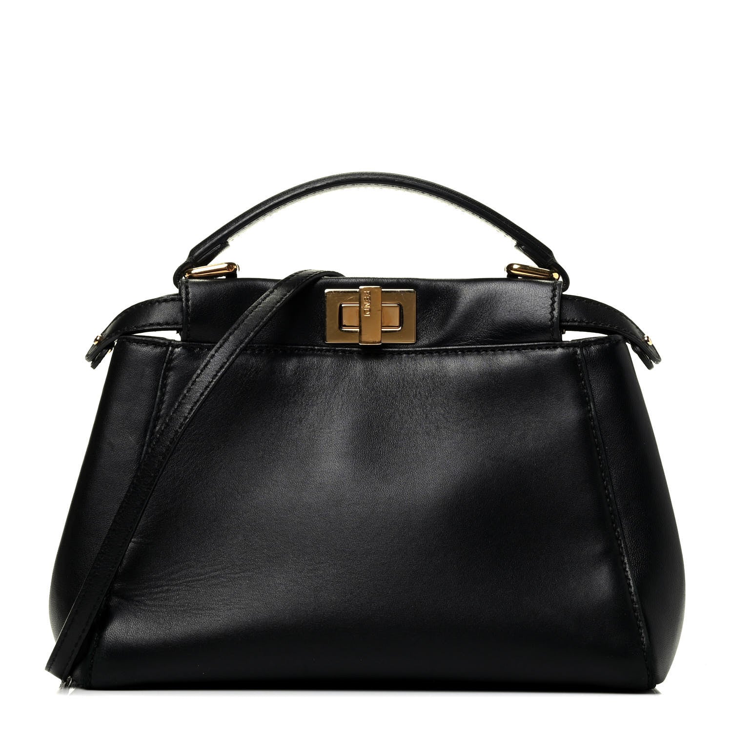 Fendi Nappa Mini Peekaboo Iconic Satchel Black 1 of 10