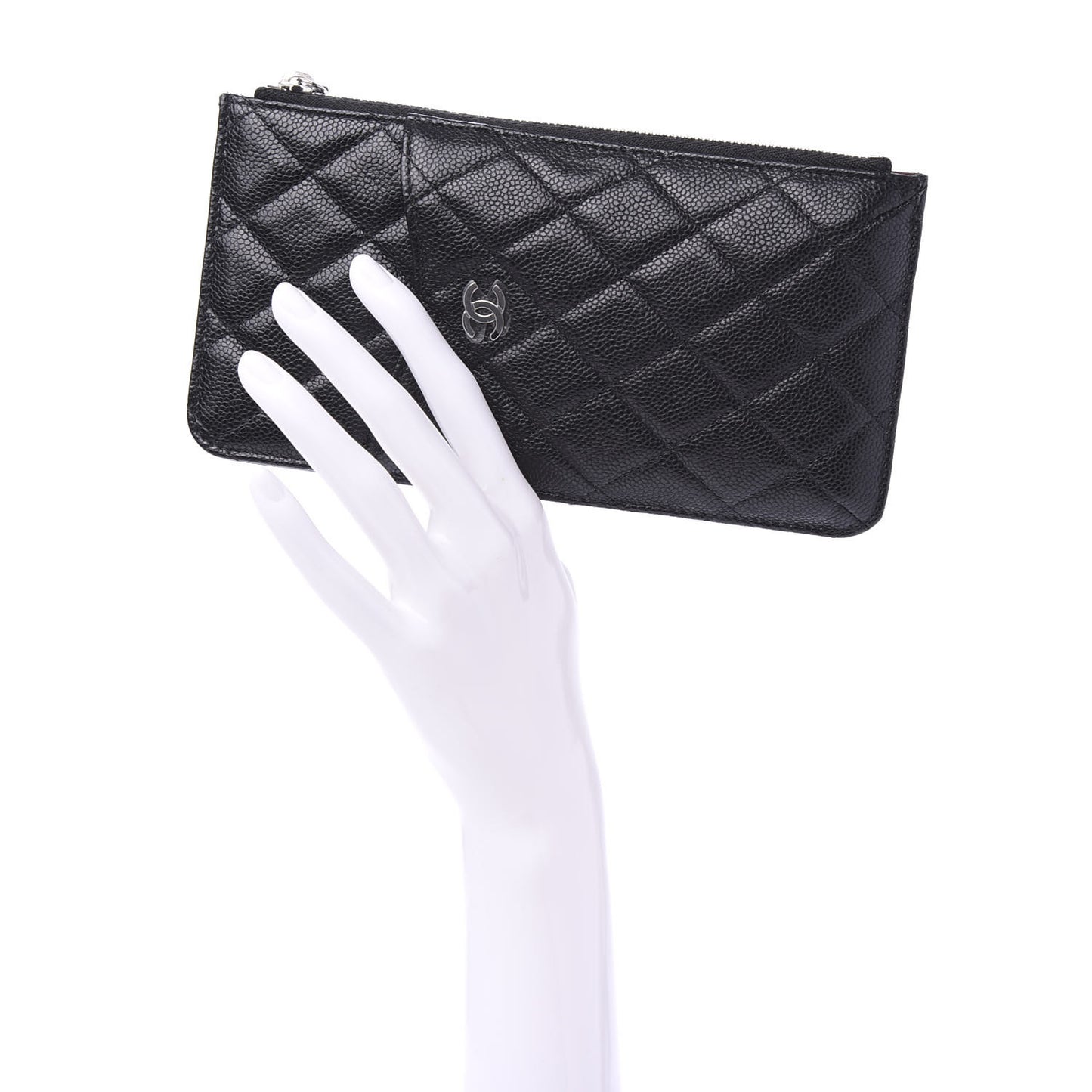 Caviar Quilted Classic Flat Wallet Pouch Black