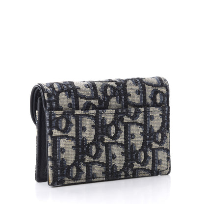 Christian Dior Oblique Saddle Card Holder Blue 3 of 6