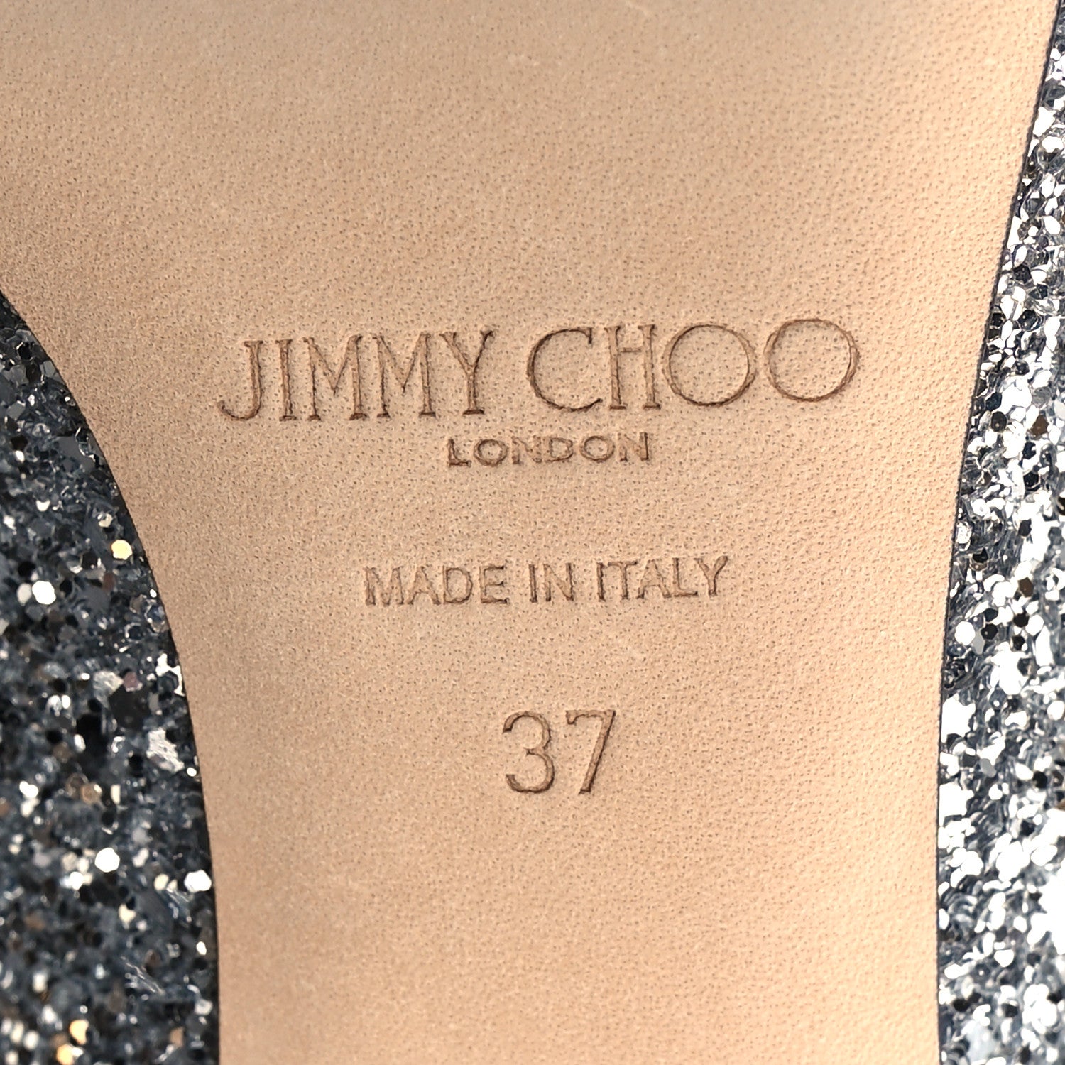 Jimmy Choo Coarse Glitter Fabric Pointy Toe Aza Pumps 37 Silver 7 of 7