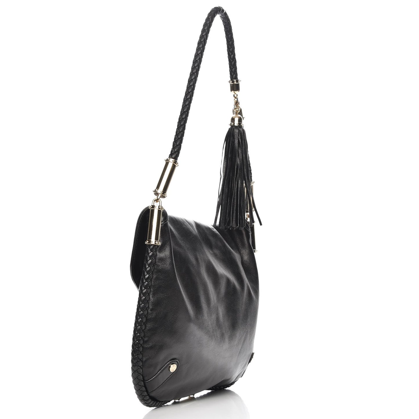 Calfskin Medium Britt Tassel Shoulder Bag Black