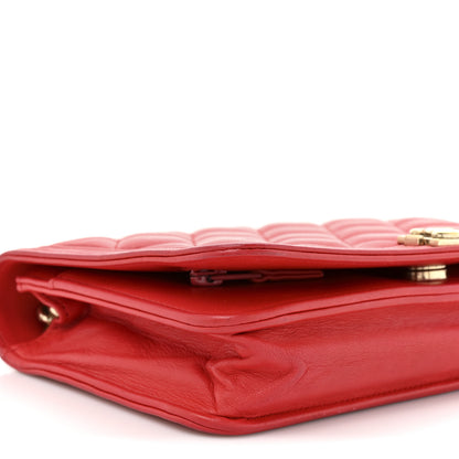 Chanel Lambskin Quilted Boy Wallet On Chain WOC Red 12 of 16