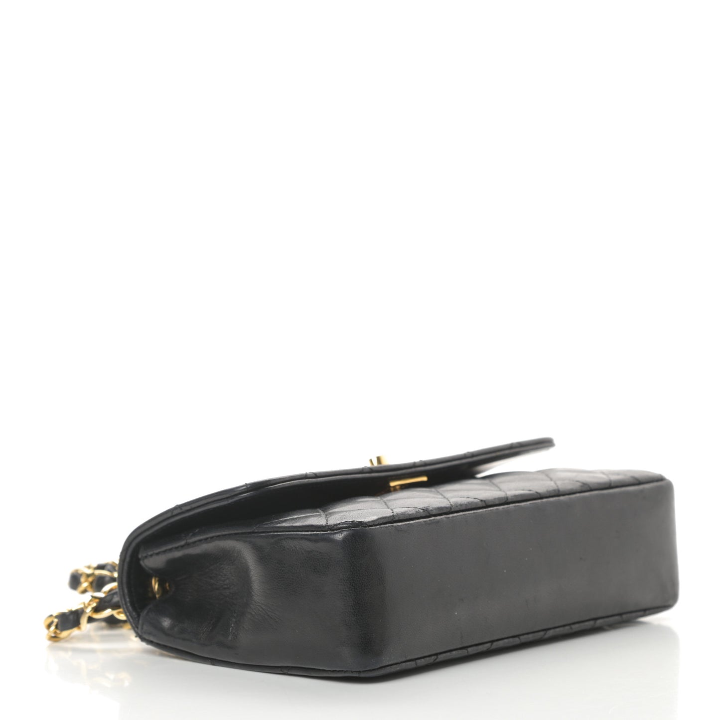 Lambskin Quilted Mini Rectangular Flap Black