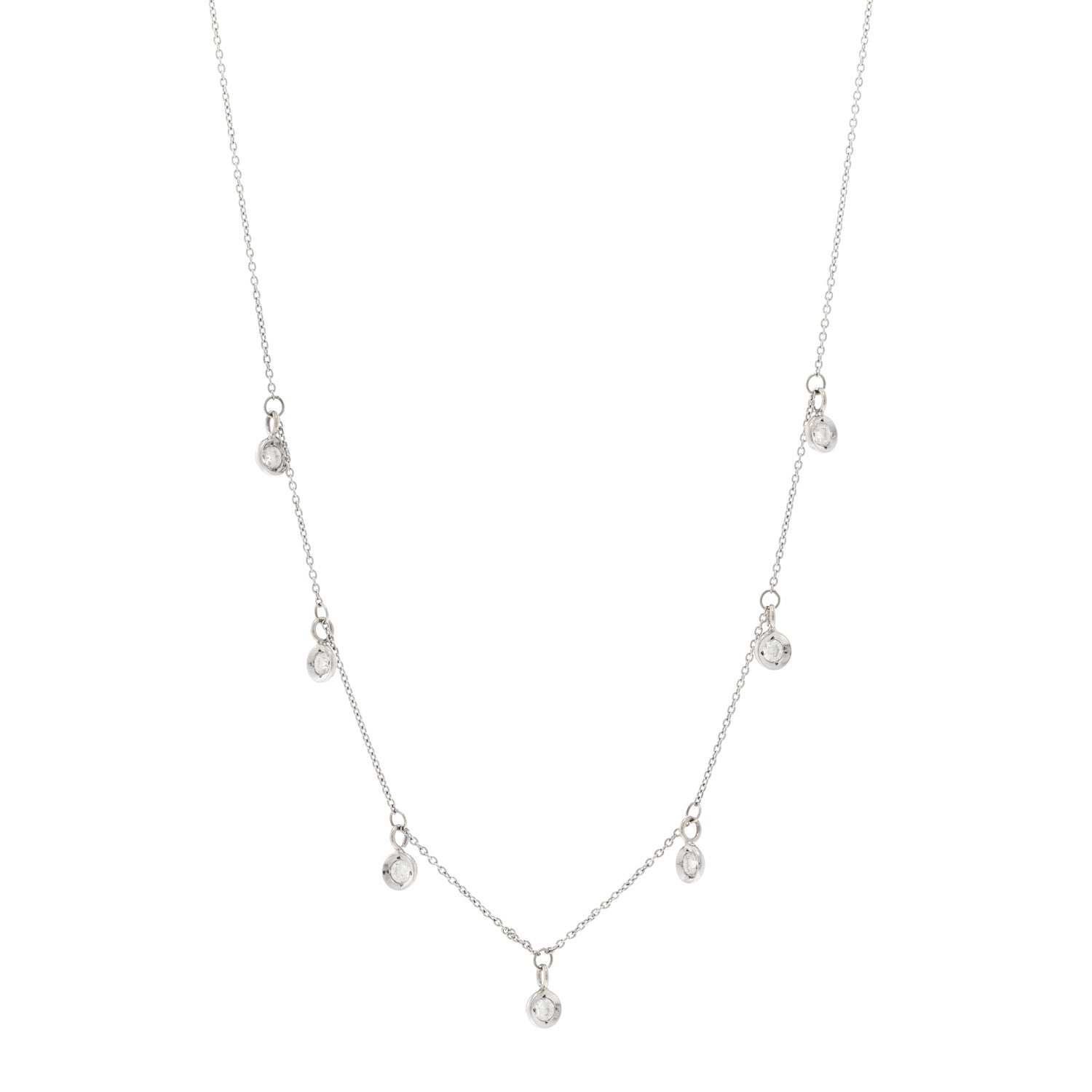 Roberto Coin 18K White Gold Diamond Diamonds By The Inch Dangling Seven Station Necklace 1 of 4