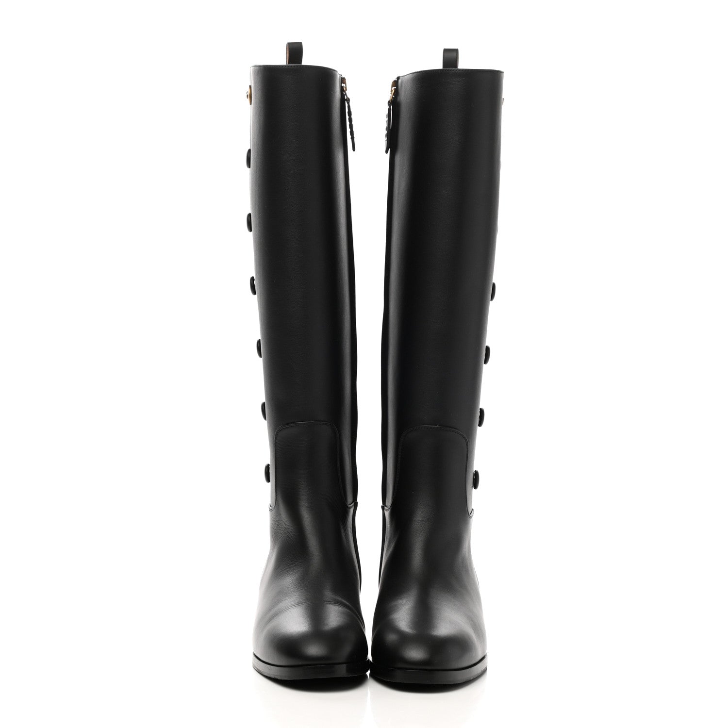 Gucci Calfskin Buttons Lifford Knee High Boots 38 Black 2 of 8