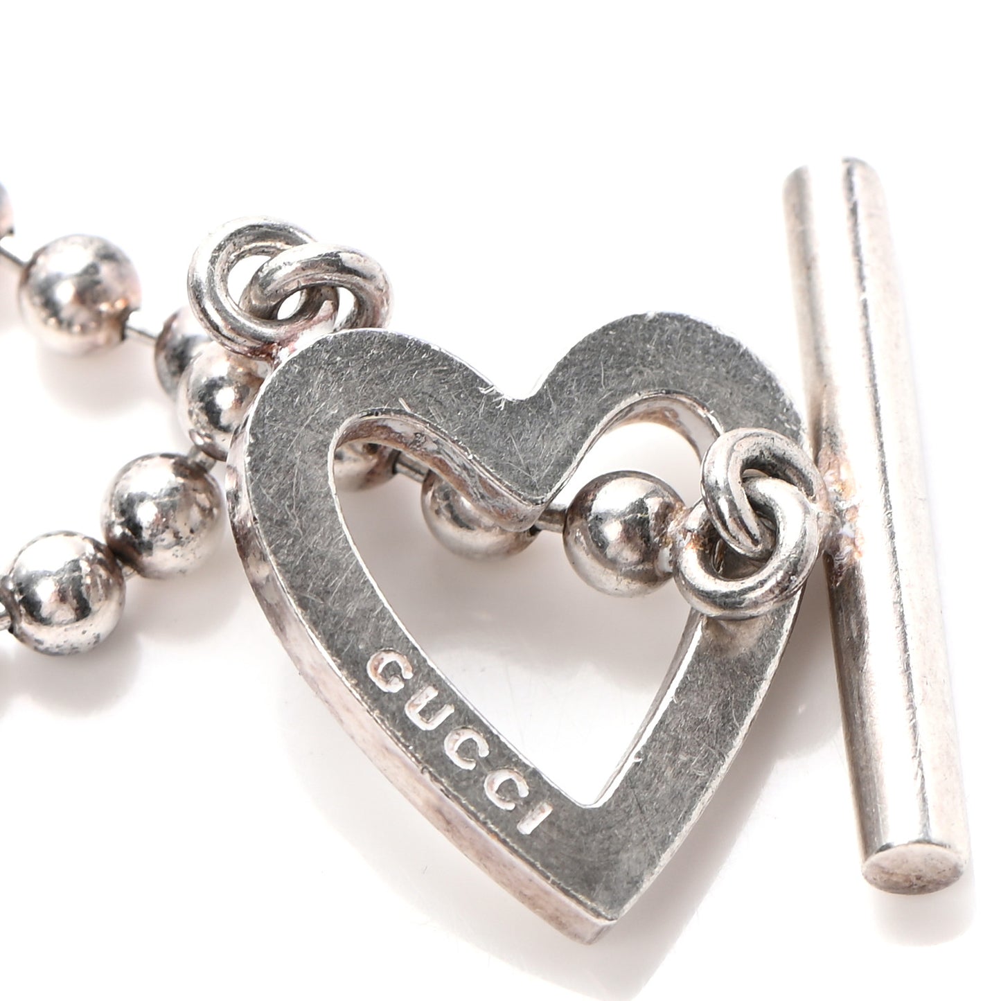 Sterling Silver Boule Heart Toggle Bracelet