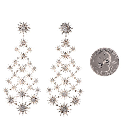 David Yurman Sterling Silver Diamond Starburst Chandelier Earrings 3 of 12