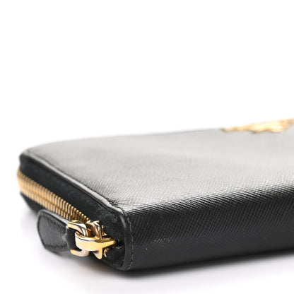 Prada Saffiano Metal Zip Around Wallet Black 8 of 10
