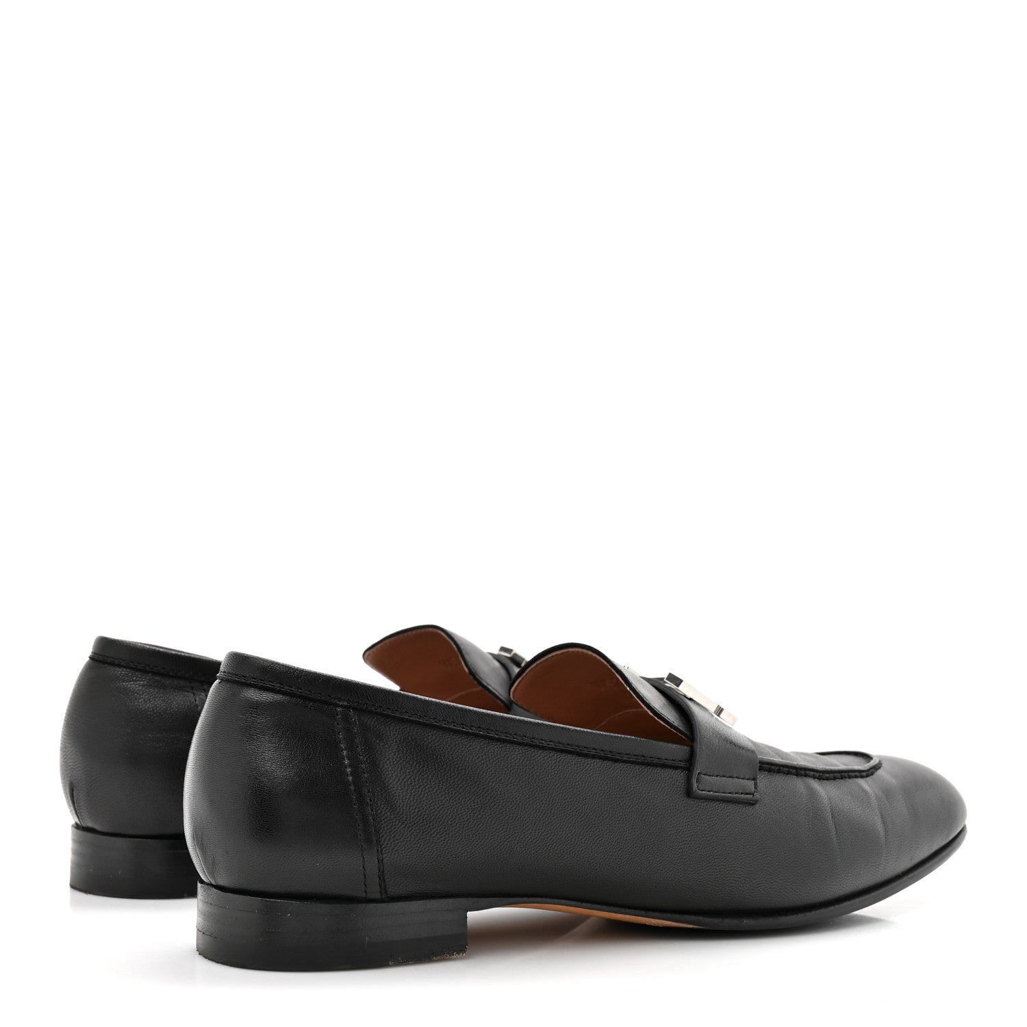 Hermes Goatskin Womens Paris Loafers 40 Black 5 of 12