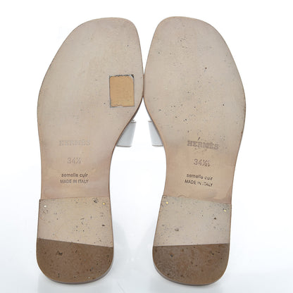 Hermes Box Calfskin Oran Sandals 34.5 White 7 of 12
