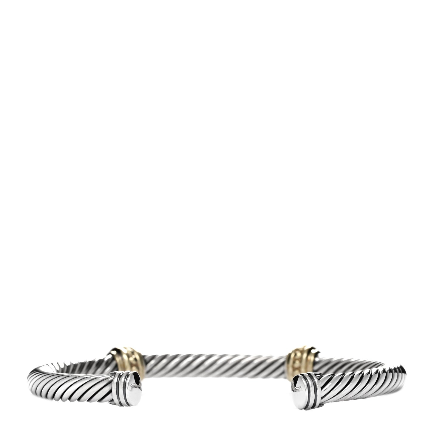 Sterling Silver 14K Yellow Gold 5mm Cable Classics Two Station Bracelet