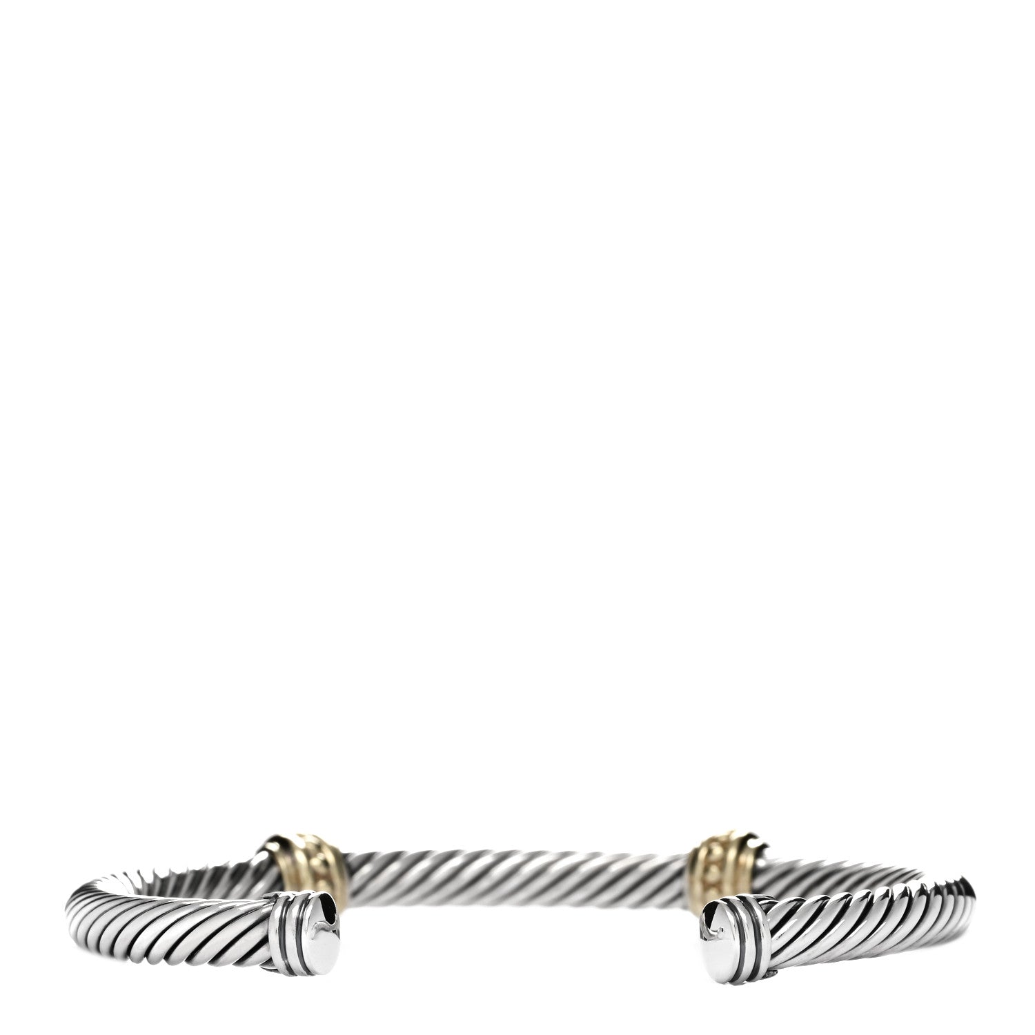 David Yurman Sterling Silver 14K Yellow Gold 5mm Cable Classics Two Station Bracelet 2 of 3