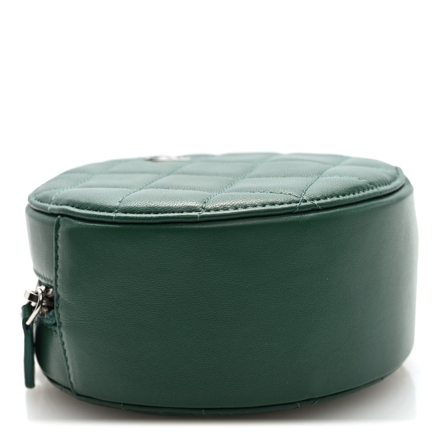 Lambskin Quilted Round Clutch With Chain Green