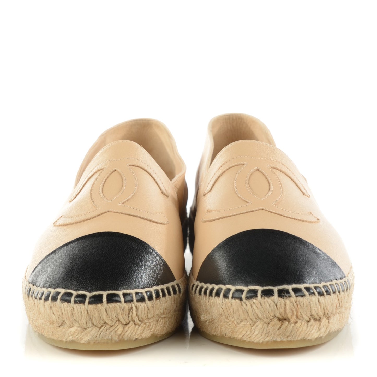 Lambskin CC Espadrilles 38 Beige Black