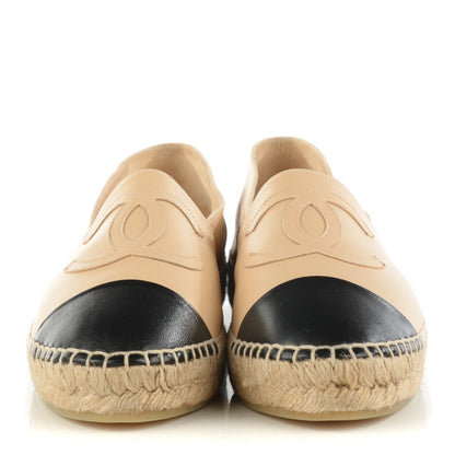 Chanel Lambskin CC Espadrilles 38 Beige Black 3 of 10
