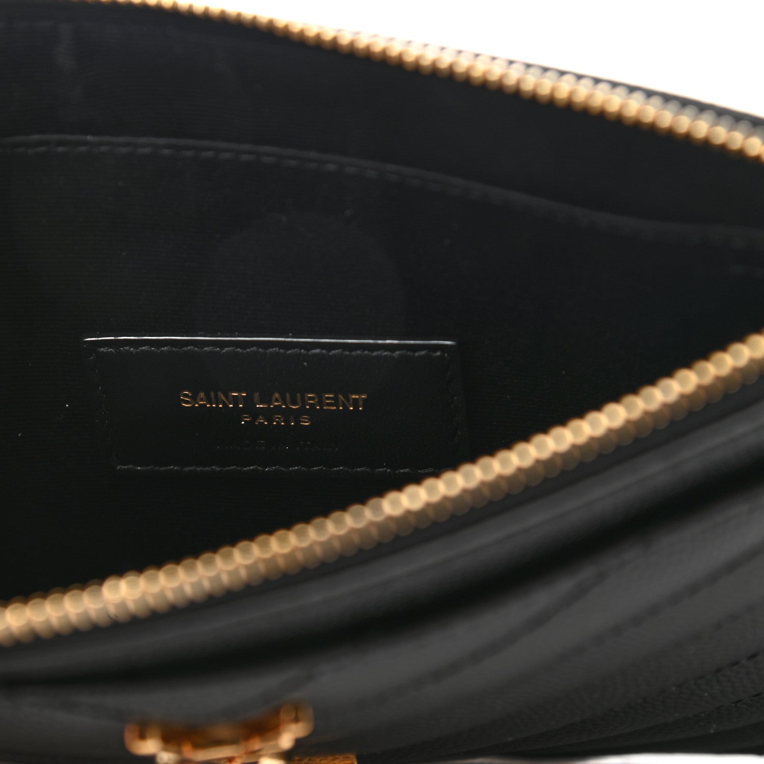 Saint Laurent Grain De Poudre Chevron Monogram Large Bill Pouch Black 6 of 9