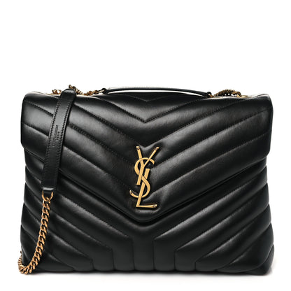 Saint Laurent Calfskin Y Quilted Monogram Medium Loulou Chain Satchel Black 1 of 10