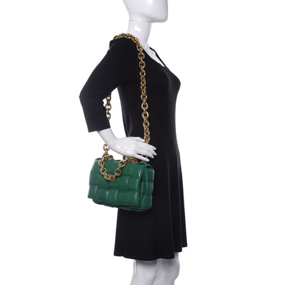 Bottega Veneta Lambskin Maxi Intreccio Padded Chain Cassette Crossbody Bag Racing Green 2 of 10