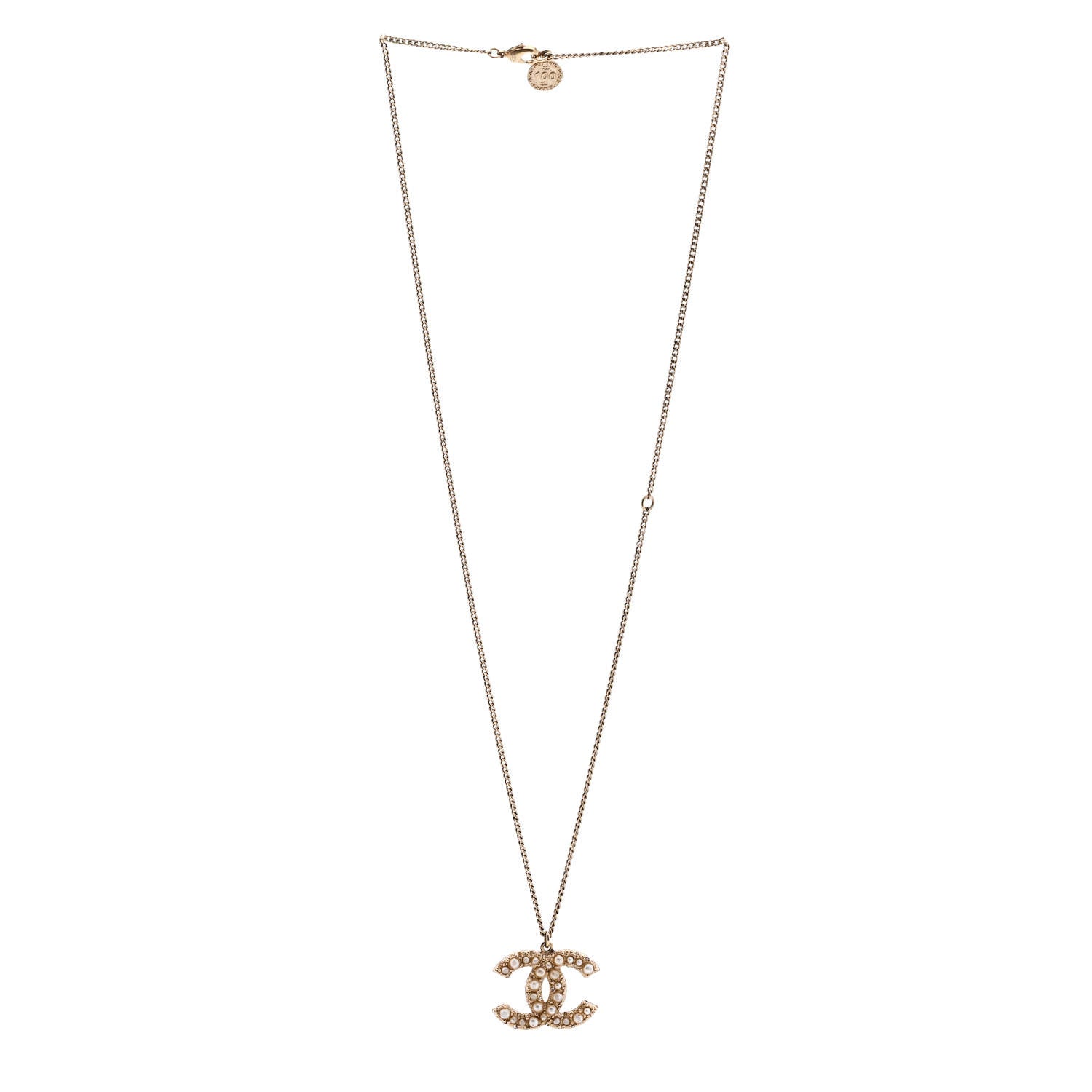 Chanel Pearl CC Pendant Necklace Gold 3 of 6
