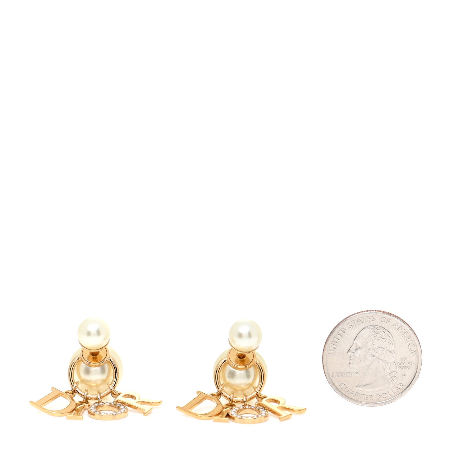 Pearl Crystal Tribal Logo Charms Earrings Gold