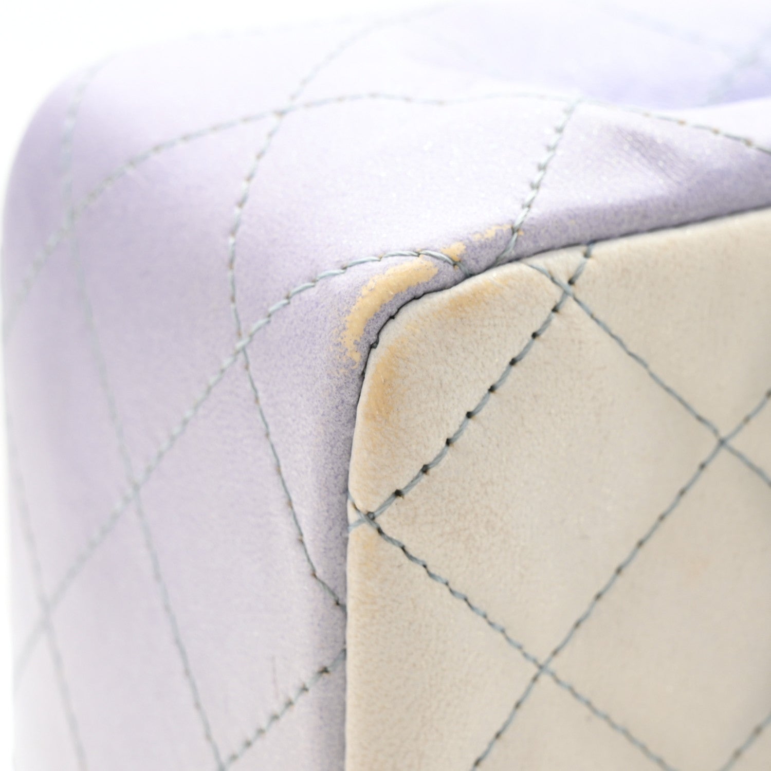 Chanel Perforated Lambskin Quilted Mini Rectangular Flap Light Blue Light Purple White 12 of 15