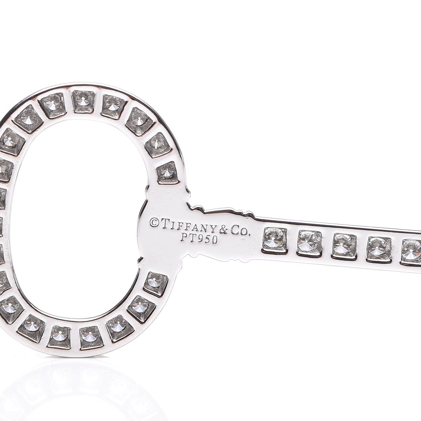Platinum Diamond Oval Key Charm Pendant