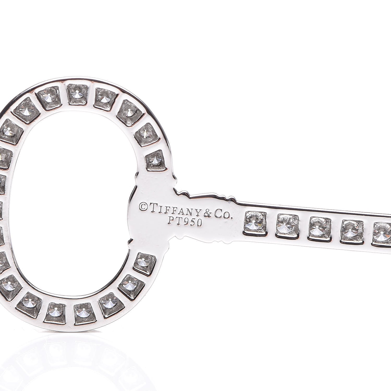 Tiffany Platinum Diamond Oval Key Charm Pendant 4 of 5