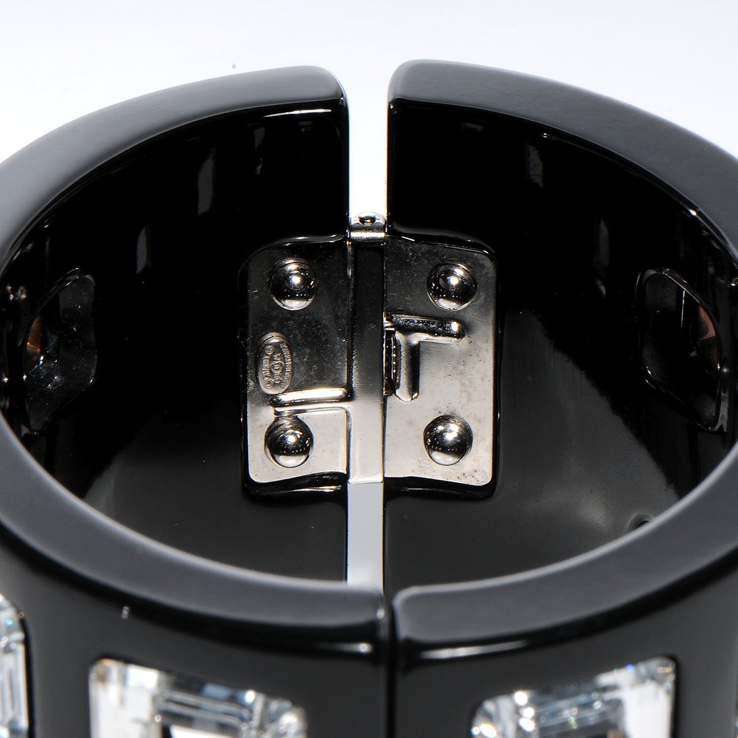 Chanel Resin Baguette Crystal CC Cuff Black 3 of 5