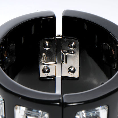 Chanel Resin Baguette Crystal CC Cuff Black 3 of 5