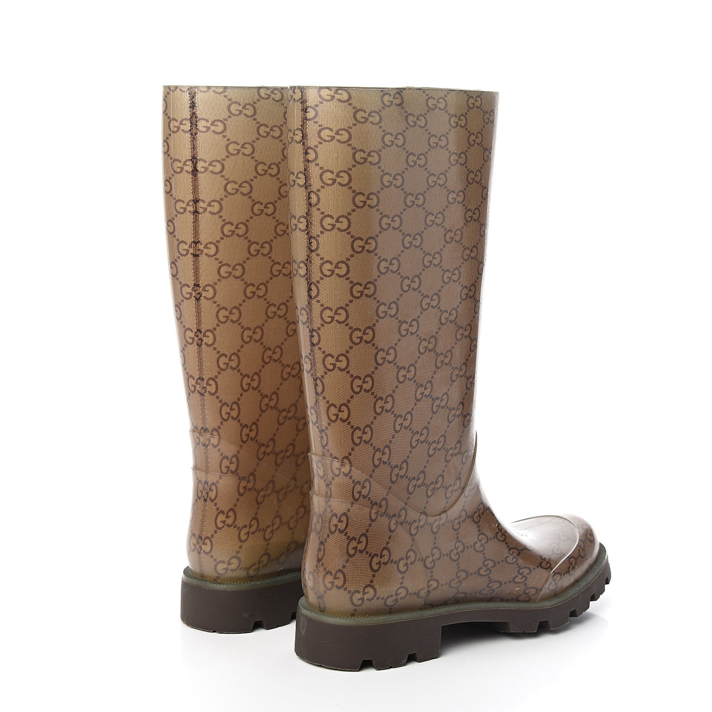 Rubber Monogram Edinburg Rain Boots 40 Transparent Cocoa