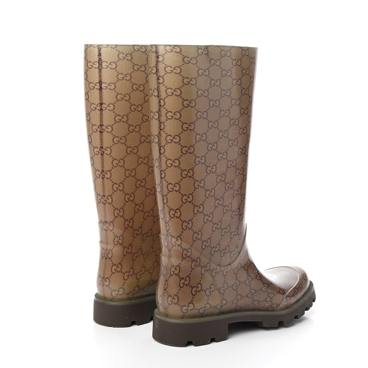 Gucci Rubber Monogram Edinburg Rain Boots 40 Transparent Cocoa 4 of 7